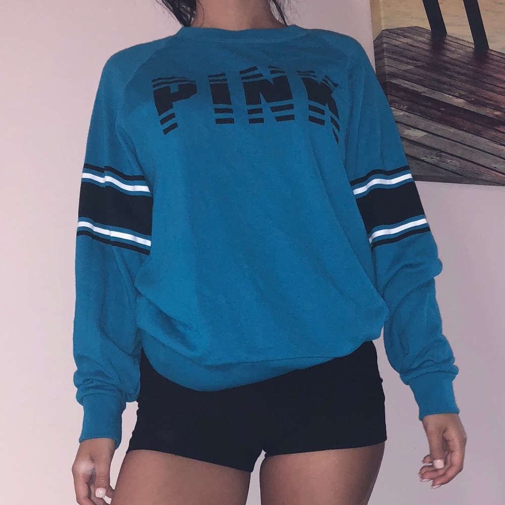 Pink Victoria’s Secret Blue Crew Neck Size Small
